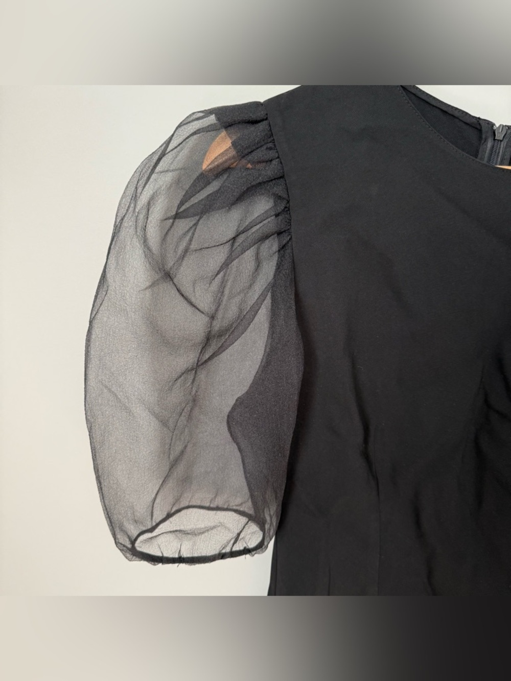 Zara Black Puff-Sleeve Organza Blouse - Picture 3 of 3